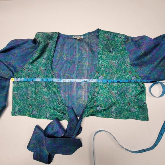 Custom Made Silk Top Bolero Blazer Short Jacket Butterfly Sleeves Size L/XL - Picture 10 of 16